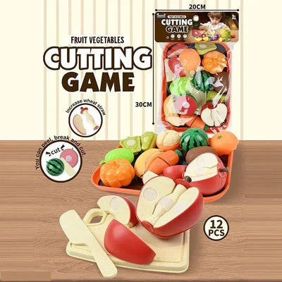 Montessori Fruit & Vegetable Cutting Play Set – Pretend Play Kitchen Toy for Toddlers