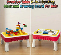 2-in-1 Kids Activity Table – Building Blocks & Drawing Board for Toddlers