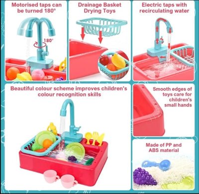 Kids Pretend Play Kitchen Set – Interactive Dishwasher & Water Sink Toy