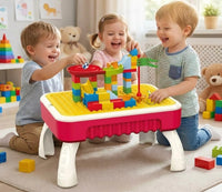 2-in-1 Kids Activity Table – Building Blocks & Drawing Board for Toddlers