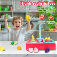 Kids Pretend Play Kitchen Set – Interactive Dishwasher & Water Sink Toy