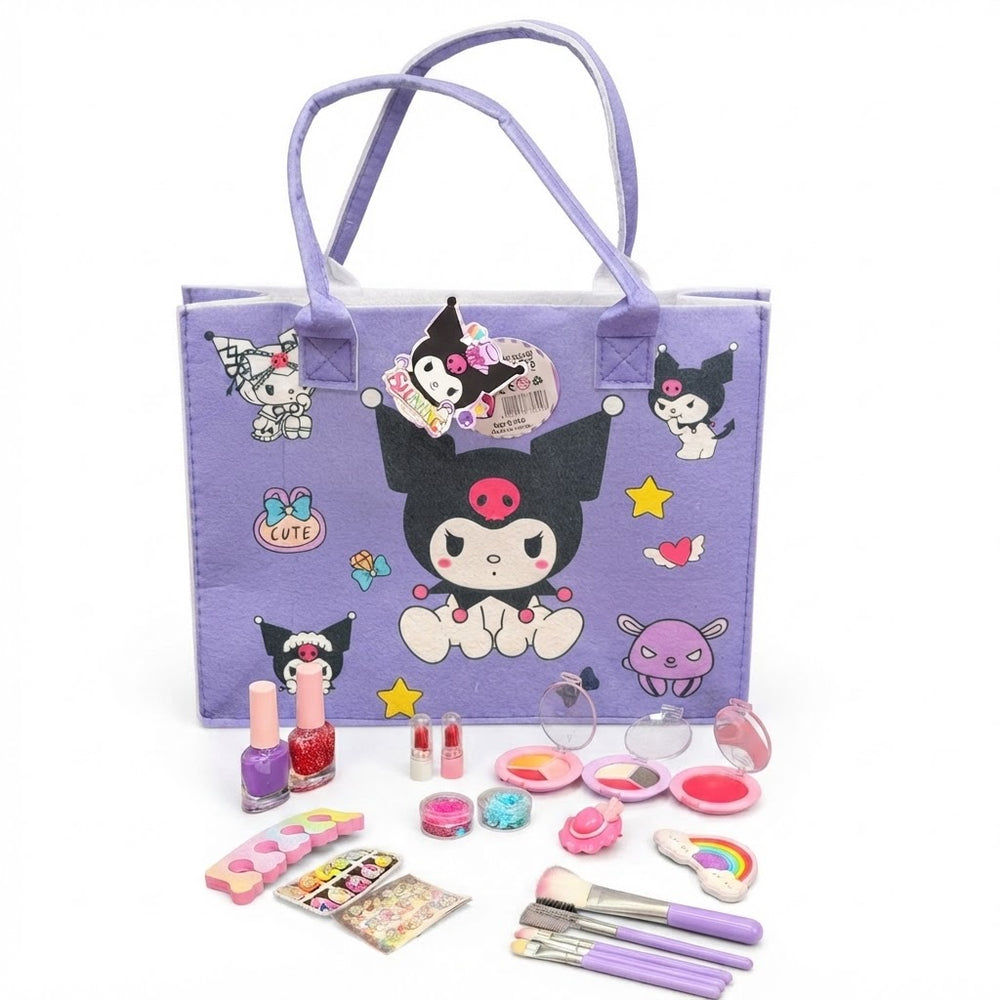 21Pcs Kuromi Makeup Set with Storage Bag – Pretend Play Kit for Kids
