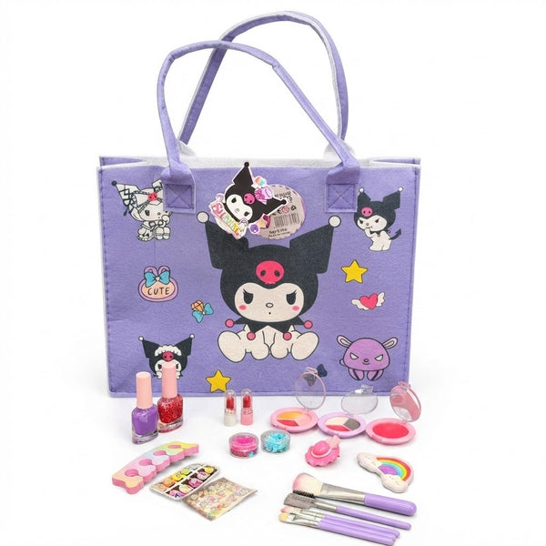 21Pcs Kuromi Makeup Set with Storage Bag – Pretend Play Kit for Kids