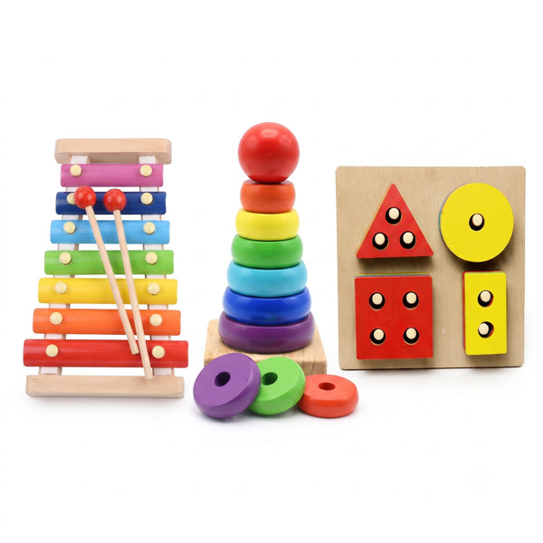 Wooden Play & Music Starter Pack – 3-Toy Bundle