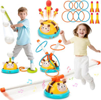 HoneyBee 4-in-1 Activity Toy – Ring Toss, Baseball, Rocket & Jump Game