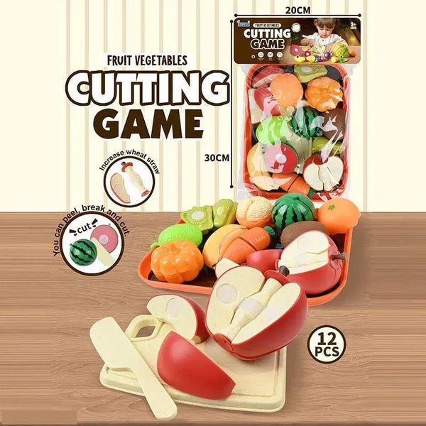 Montessori Fruit & Vegetable Cutting Play Set – Pretend Play Kitchen Toy for Toddlers