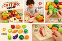 Montessori Fruit & Vegetable Cutting Play Set – Pretend Play Kitchen Toy for Toddlers