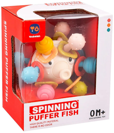 Spinning Puffer Fish Sensory Rattle Toy for Babies
