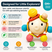 Spinning Puffer Fish Sensory Rattle Toy for Babies
